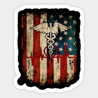 Patriotic Registered Nurse USA Flag Nursing RN Healthcare Sticker